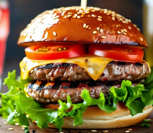 Best beef cheese burger at E-City Flames & Sportsman Pub in Edmonton, AB