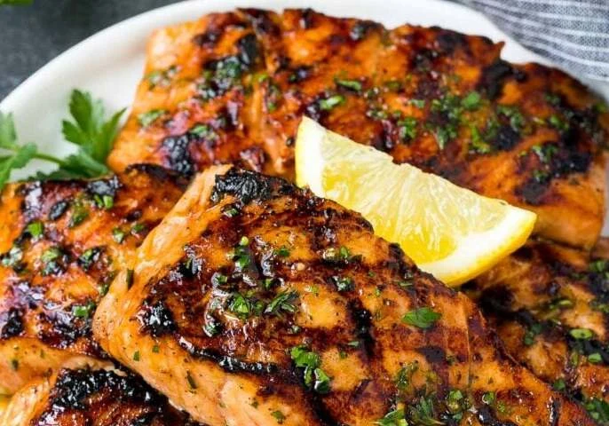 Grilled Salmon at E-City Flames and Sportsman Pub in Edmonton